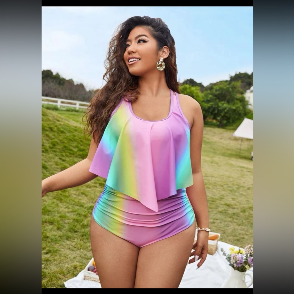 SHEIN Rainbow Tankini Swimsuit